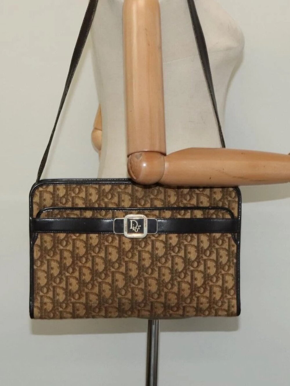 Christian Dior Trotter Canvas Shoulder Bag Beige Auth 126128 - Picture 15 of 16
